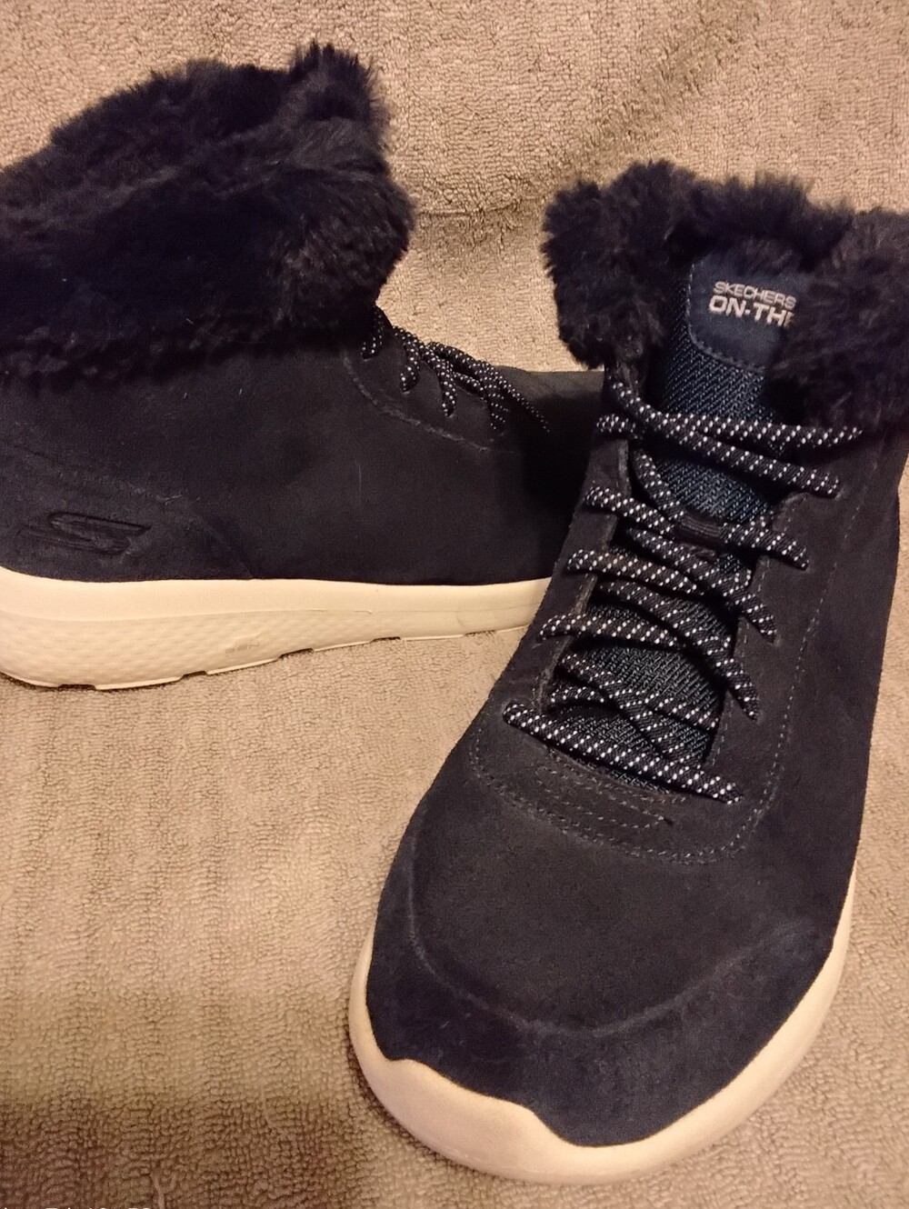 Skechers Navy Blue  Suede On-the-go Ankle Boots